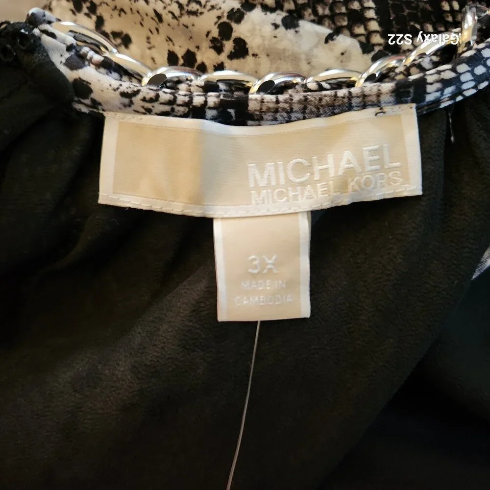 Michael Kors Print/Silver chain detailed dress. NWT. Size 3 X